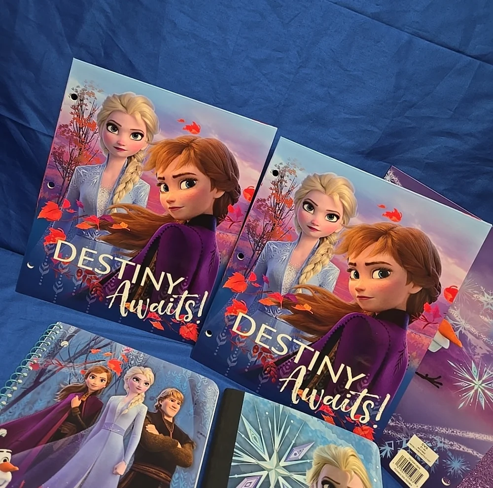 7pc Frozen Mixed Girls Stationary Lot 5 Folders 2 Notebooks